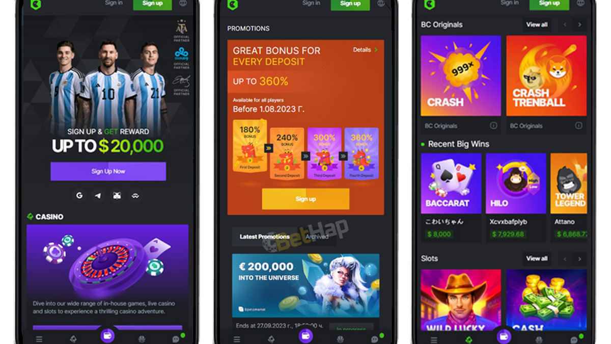 Mobile version of BC.Game